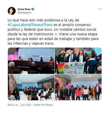 La activista Greta Pena destacó