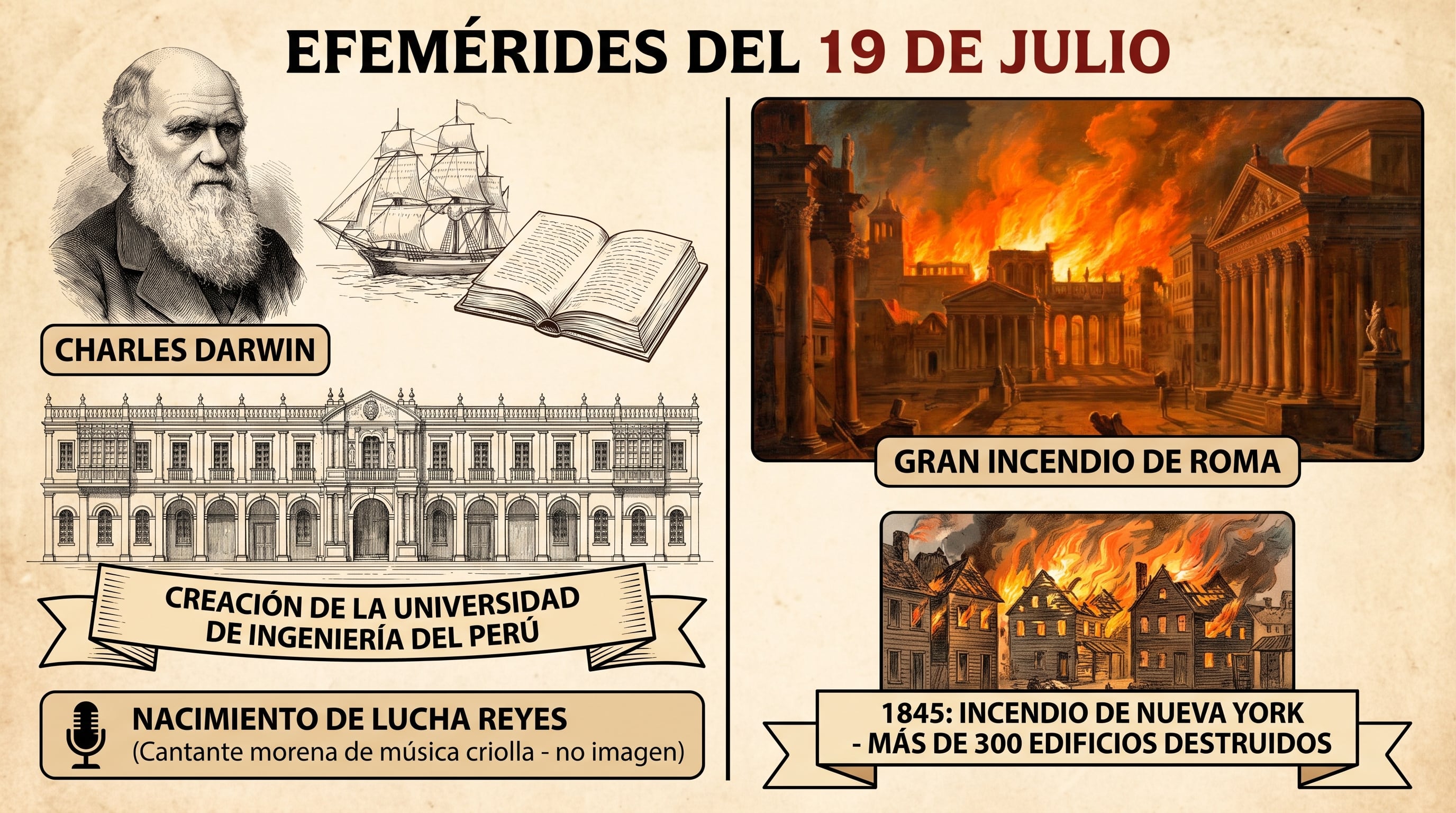 ¿Qué pasó el 19 de julio en Perú y el mundo? Darwin en el Callao, la creación de la UNI y las efemérides más importantes