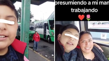 Niño presume con orgullo a su mamá conductora de camión de transporte público en CDMX y conmueve las redes sociales