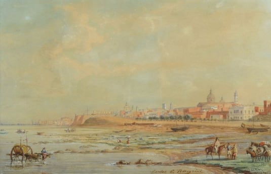 Así lucía la ciudad de Buenos Aires en los tiempos en que transcurrió esta historia (Acuarela de Carlos Enrique Pellegrini, Museo Nacional de Bellas Artes)