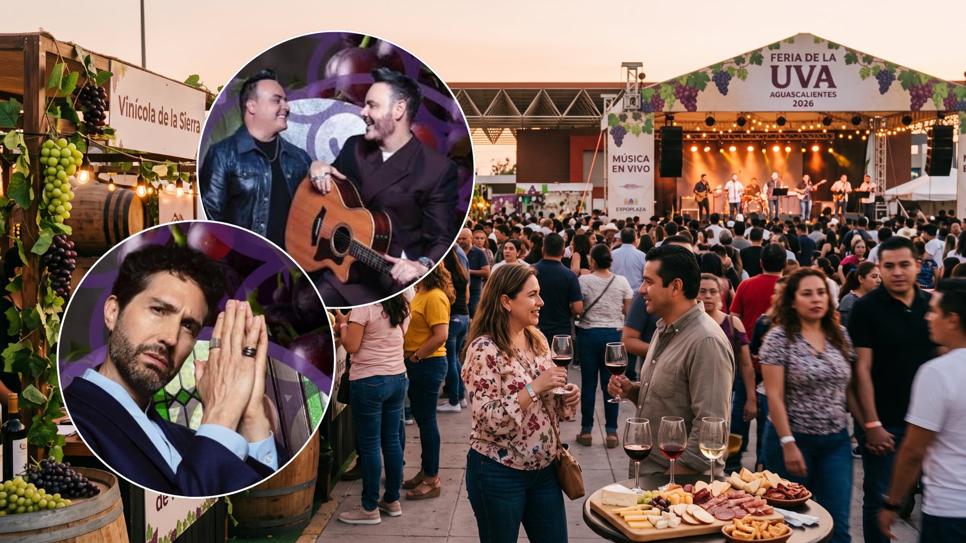 Expoplaza será sede de la Feria de la Uva 2026, con degustaciones, concursos y conciertos gratuitos. (Composición fotográfica con IA)
