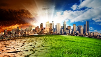 A city showing the effect