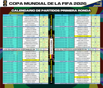 Con la confirmación de juegos que se podrán ver a través de Disney Plus y ESPN, así quedó la programación de los partidos del Mundial de 2026 en Colombia-crédito @TorresTavo/X
