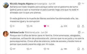 Adriana Lucía explicó que teme por su familia con el Gobierno de Abelardo de la Espriella - crédito captura de pantalla AdrianaLucia/X