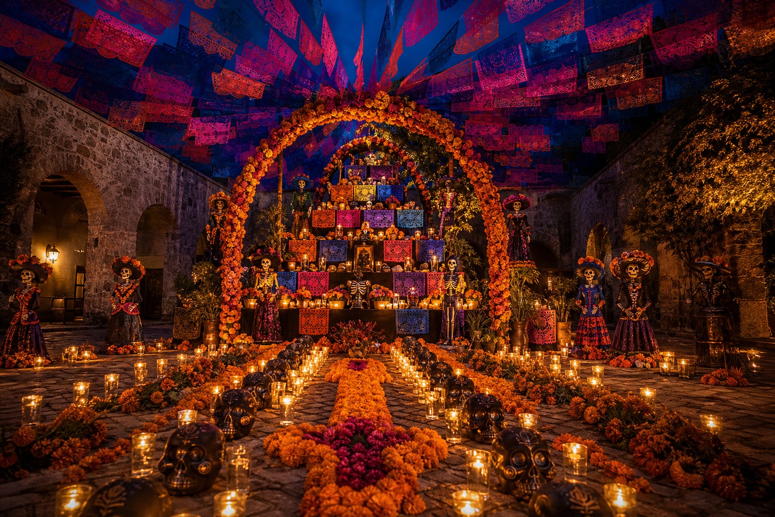 Ofrenda monumental típica del día de muertos en México. (Imagen Ilustrativa Infobae)