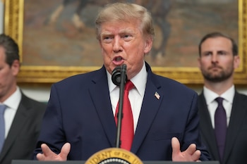 El presidente de Estados Unidos, Donald Trump, durante una reunión con líderes tecnológicos en la Casa Blanca, el 19 de agosto (AP Foto/Jacquelyn Martin)