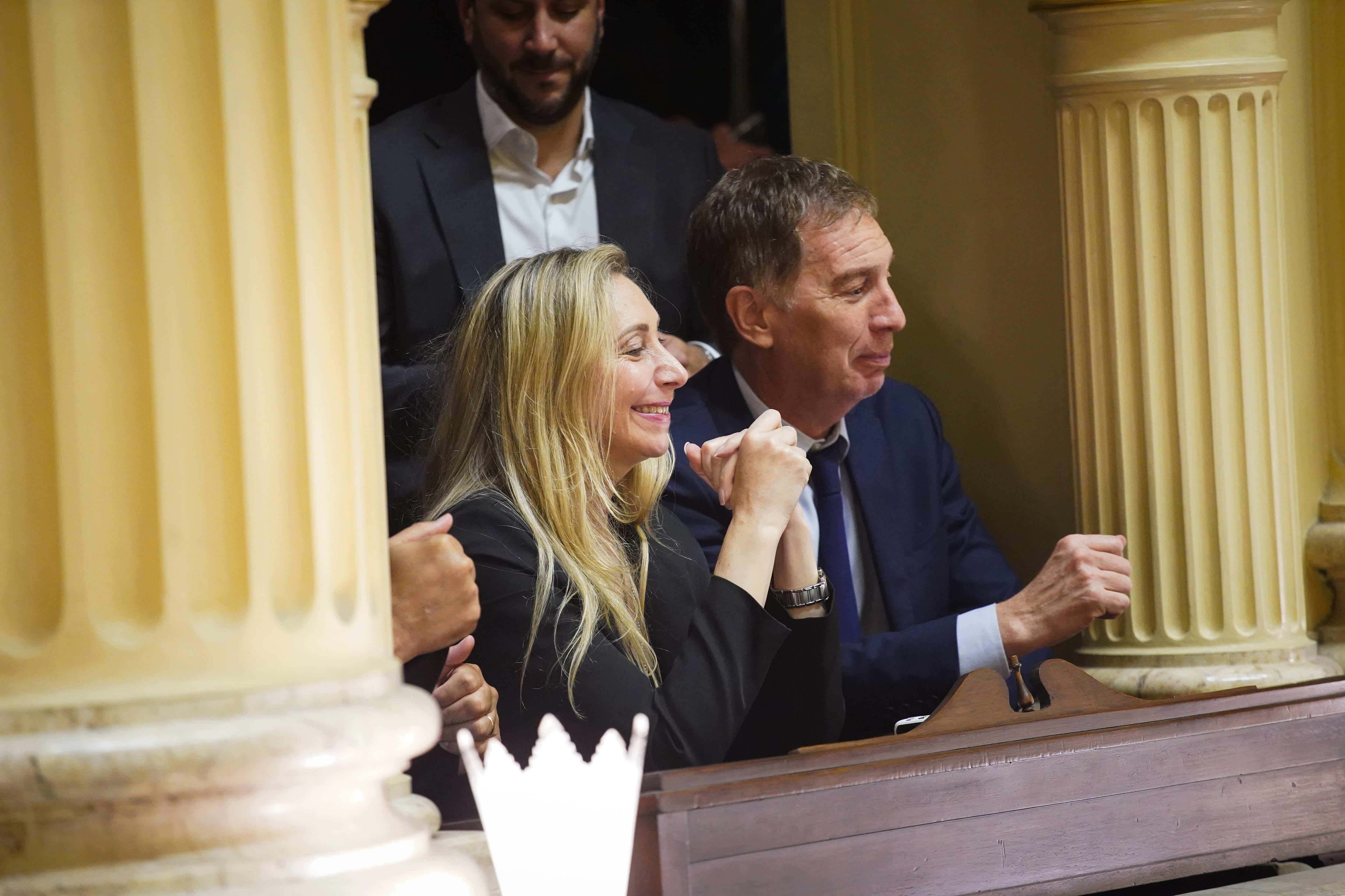 La celebración de Karina Milei, luego de que se diera la media sanción a la ley (RS Fotos)