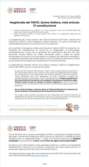 EL CJEF mencionó que la