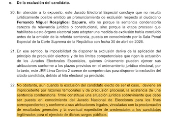 JEE rechaza excluir a Fernando Rospigliosi