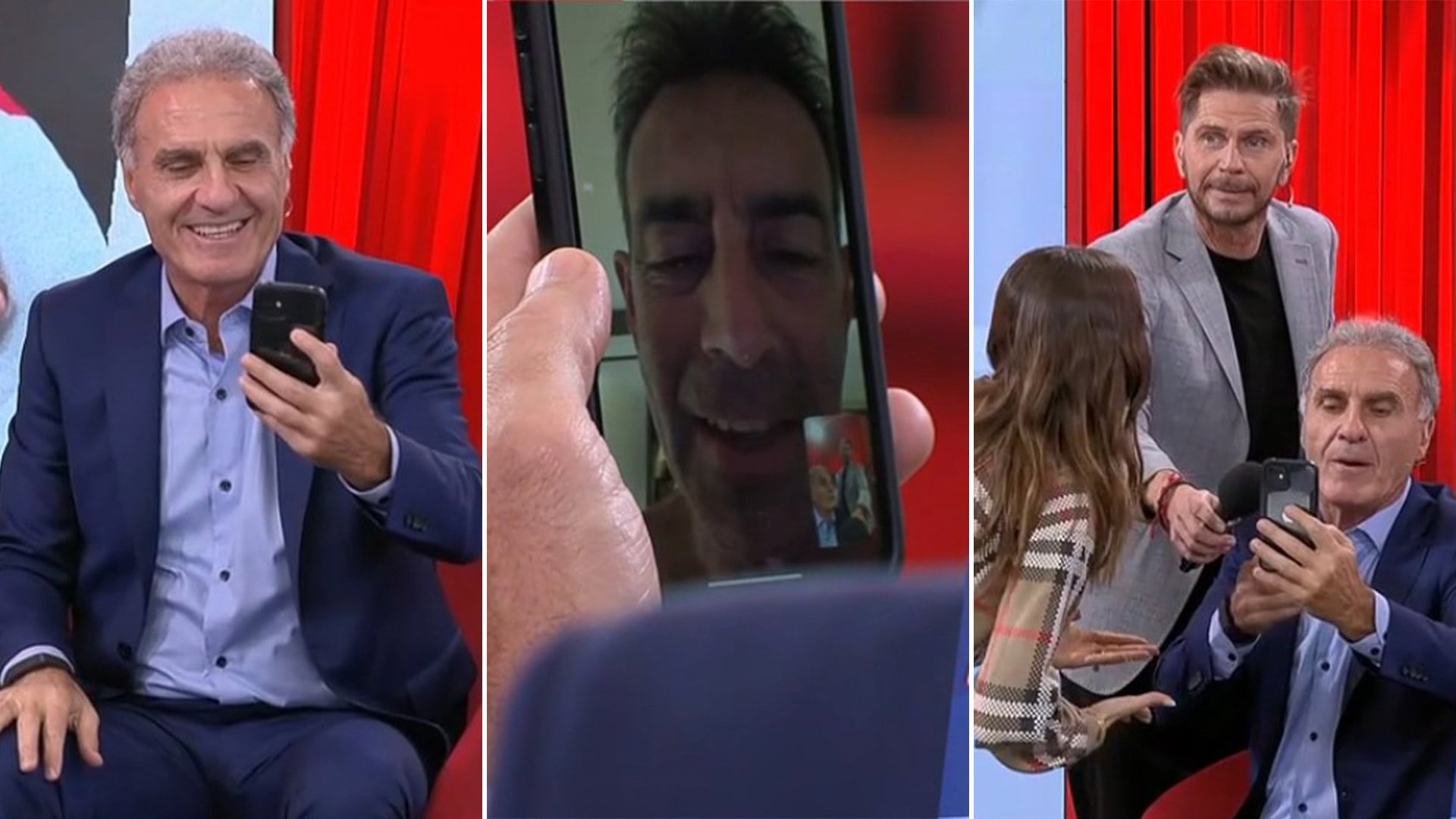 Oscar Ruggeri en la video llamada con el inglés Gary Stevens (Captura video)