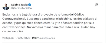 "No vamos a mirar para otro lado", dijo el ministro de Justicia porteño, Gabino Tapia