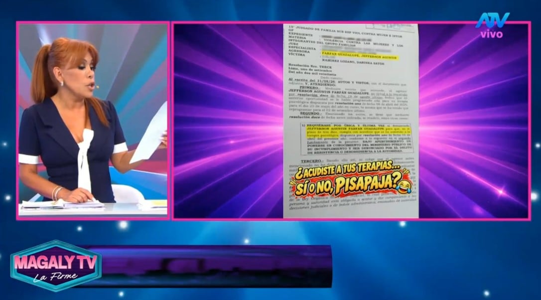 Magaly Medina le responde a Jefferson Farfán y muestra resolución judicial: “No ha cumplido con sus terapias”. Captura: Magaly TV La Firme.