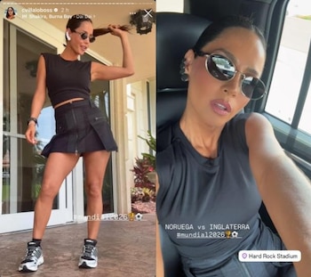 La barranquillera compartió el 'outfit' que escogió para asistir al encuentro mundialista - crédito @cvillaloboss/Instagram