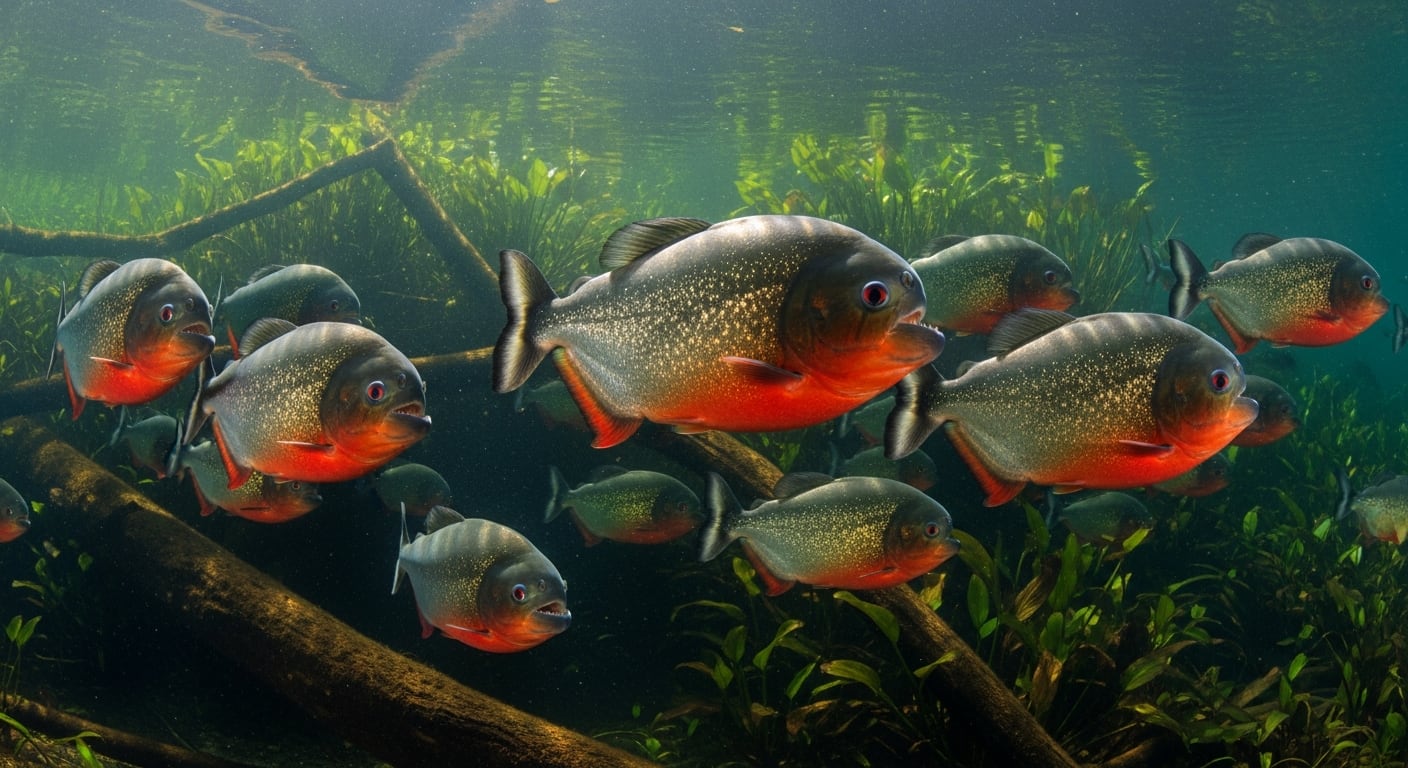 La piraña de vientre rojo, Pygocentrus nattereri, destaca por su color distintivo y comportamiento cauteloso fuera de situaciones extremas (Imagen Ilustrativa Infobae)