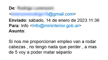 Segundo mail recibido por el