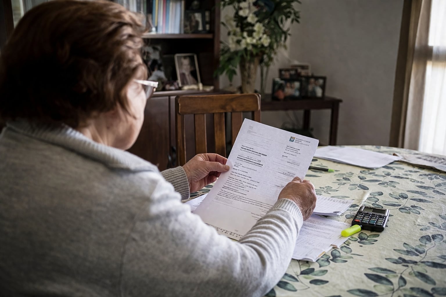 Mediante engaños, a la jubilada enferma de esclerosis múltiple, le vaciaron su cuenta bancaria y se quedó sin ahorros para el tratamiento (foto hecha con IA)