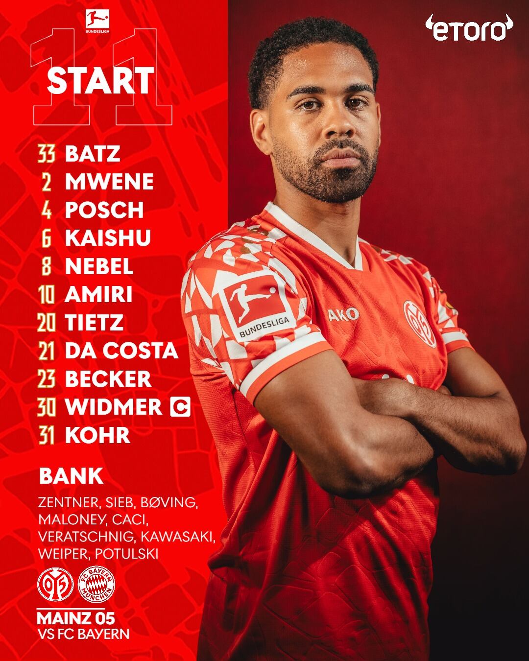 El cuadro local tendrá el sigueinte once inicial en el Mewa Arena-crédito @1fsvmainz05/instagram