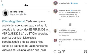 Thelma Fardín criticó la decisión