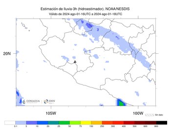 Imagen 3: Hidroestimador de las últimas tres horas.