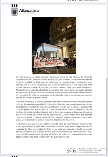 El reclamo formal de Alianza