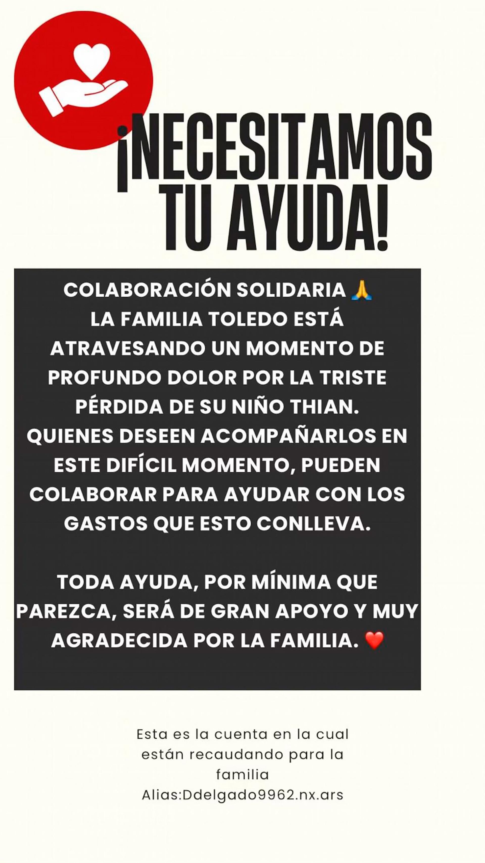 Colecta solidaria para la familia Toledo