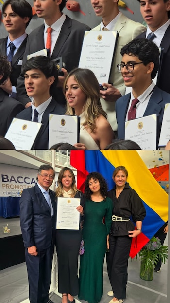 Gustavo Petro y Verónica Alcocer volvieron a aparecer juntos después de varios meses para el grado de su hija Antonella - crédito @anto_petro_alcocer/Instagram