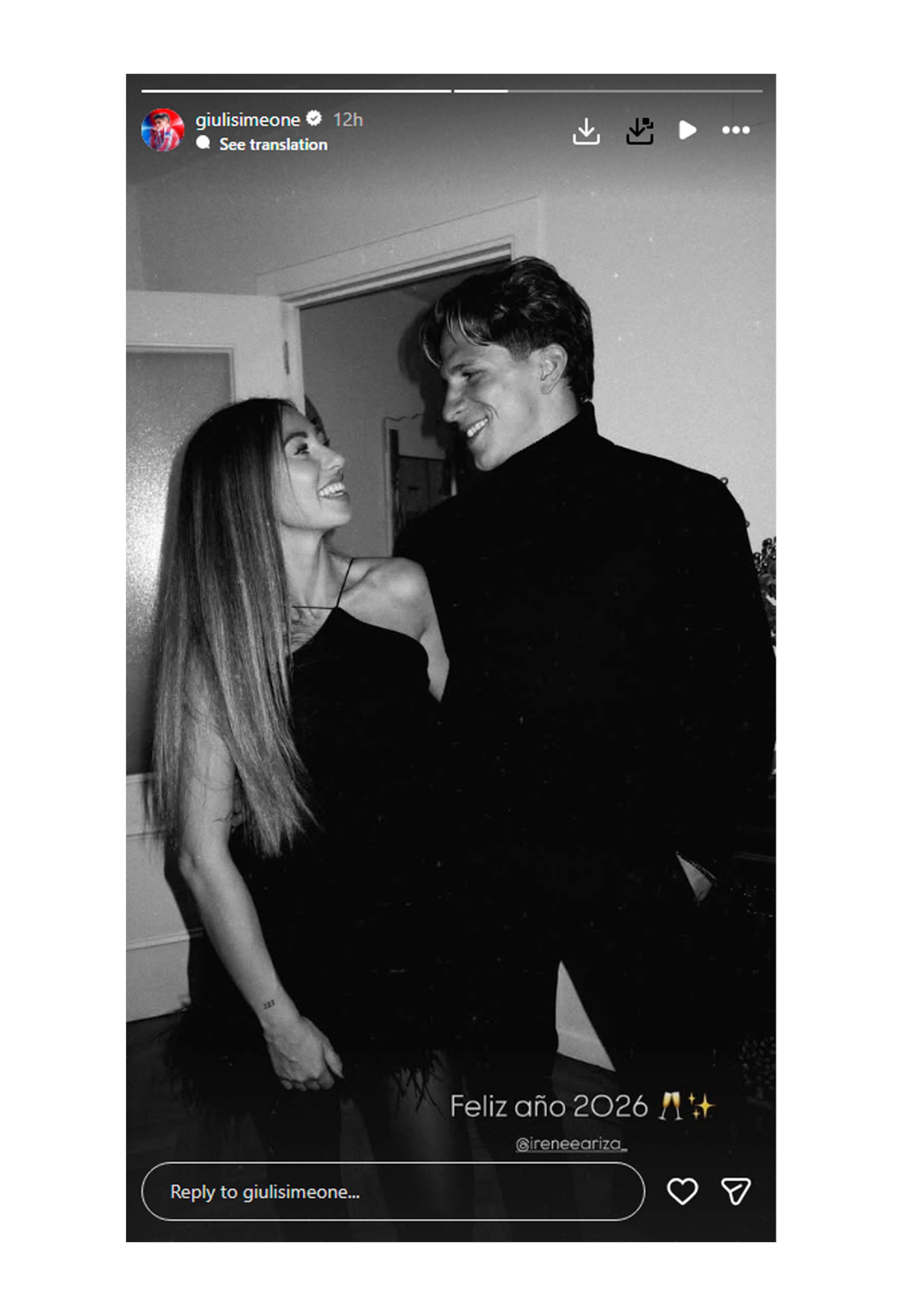 Giuliano Simeone con su pareja Irene Ariza