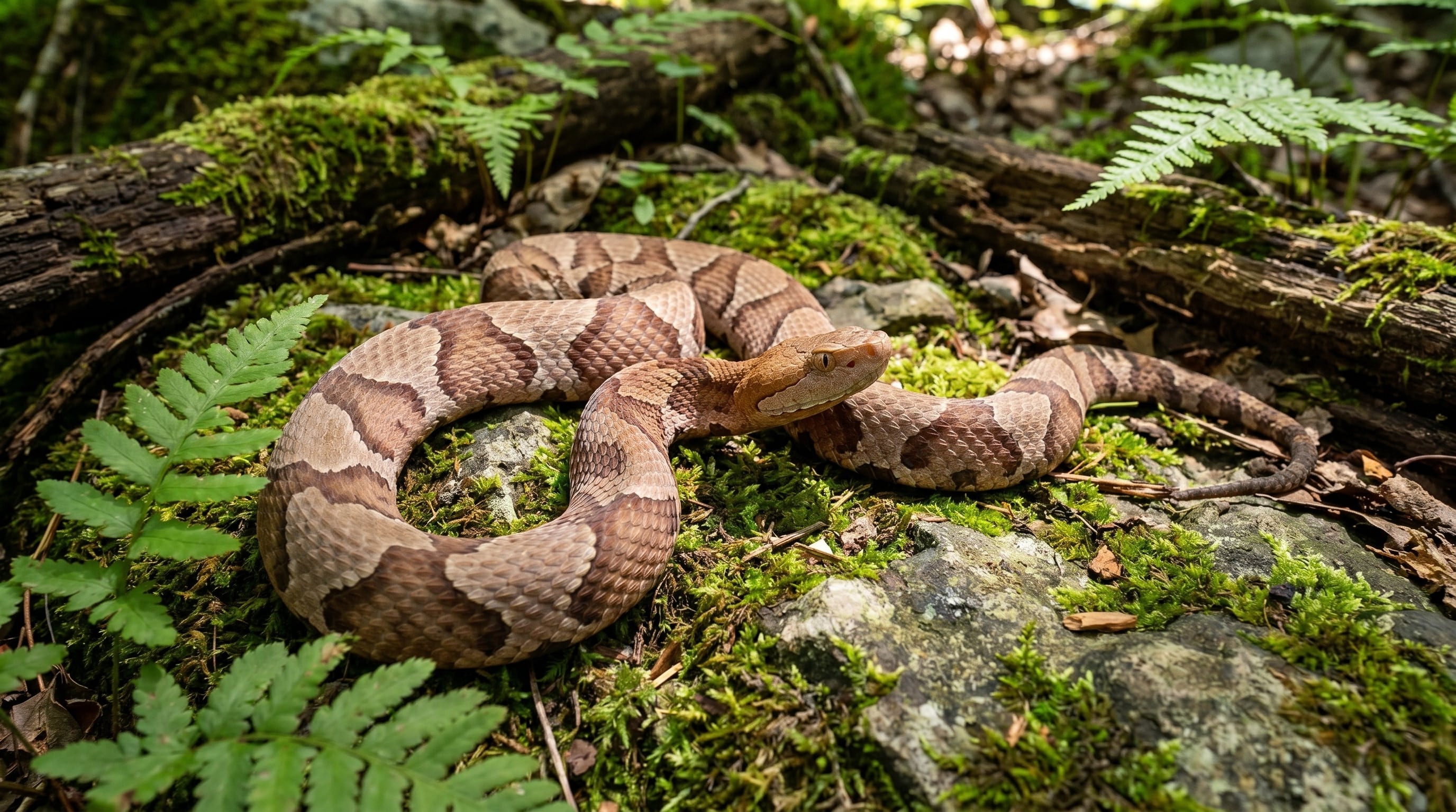 La NCWRC informó que la cabeza de cobre es la serpiente venenosa más común de Carolina del Norte y la que más aparece en zonas urbanas (Imagen Ilustrativa Infobae)