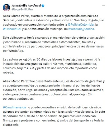 Gobernador de Cundinamarca confirmó la