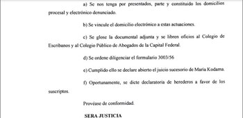 Parte del escrito presentado por