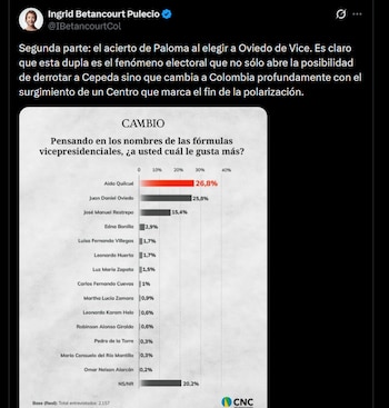 Ingrid Betancourt - crédito @IBetancourtCol/X