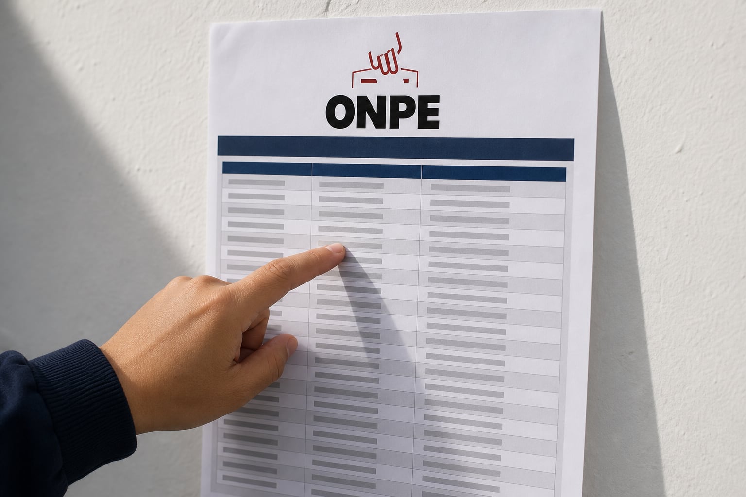 Un ciudadano verifica su número de mesa en una lista impresa de la Oficina Nacional de Procesos Electorales pegada en una pared. (Imagen Ilustrativa Infobae)