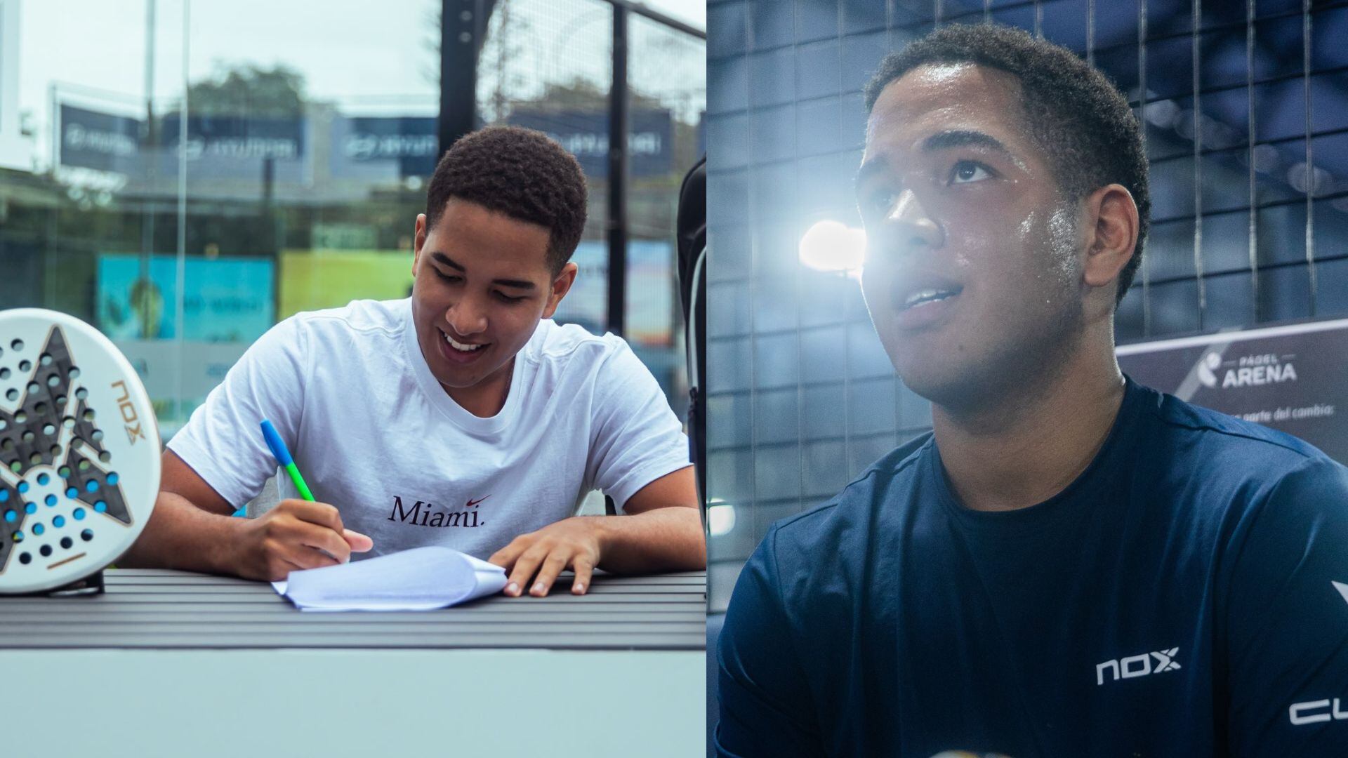Adriano, hijo de Jefferson Farfán, aparece en una composición dual que ilustra su transición al pádel.