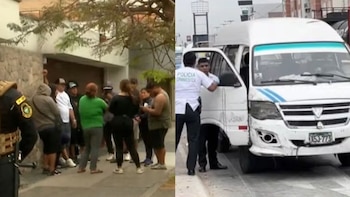 Transportistas llegan en sus combis a la oficina de Keiko Fujimori para solicitar ayuda por extorsiones
