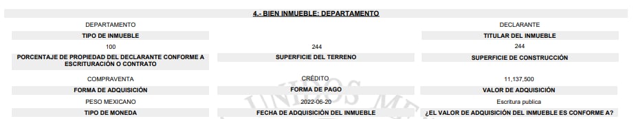 Declaración Patrimonial de Clara Luz Flores. (PNT)