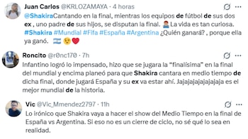 As redes sociais reagiram com memes e comentários ao saber da final entre Espanha e Argentina e sua relação com Shakira. - dívida
