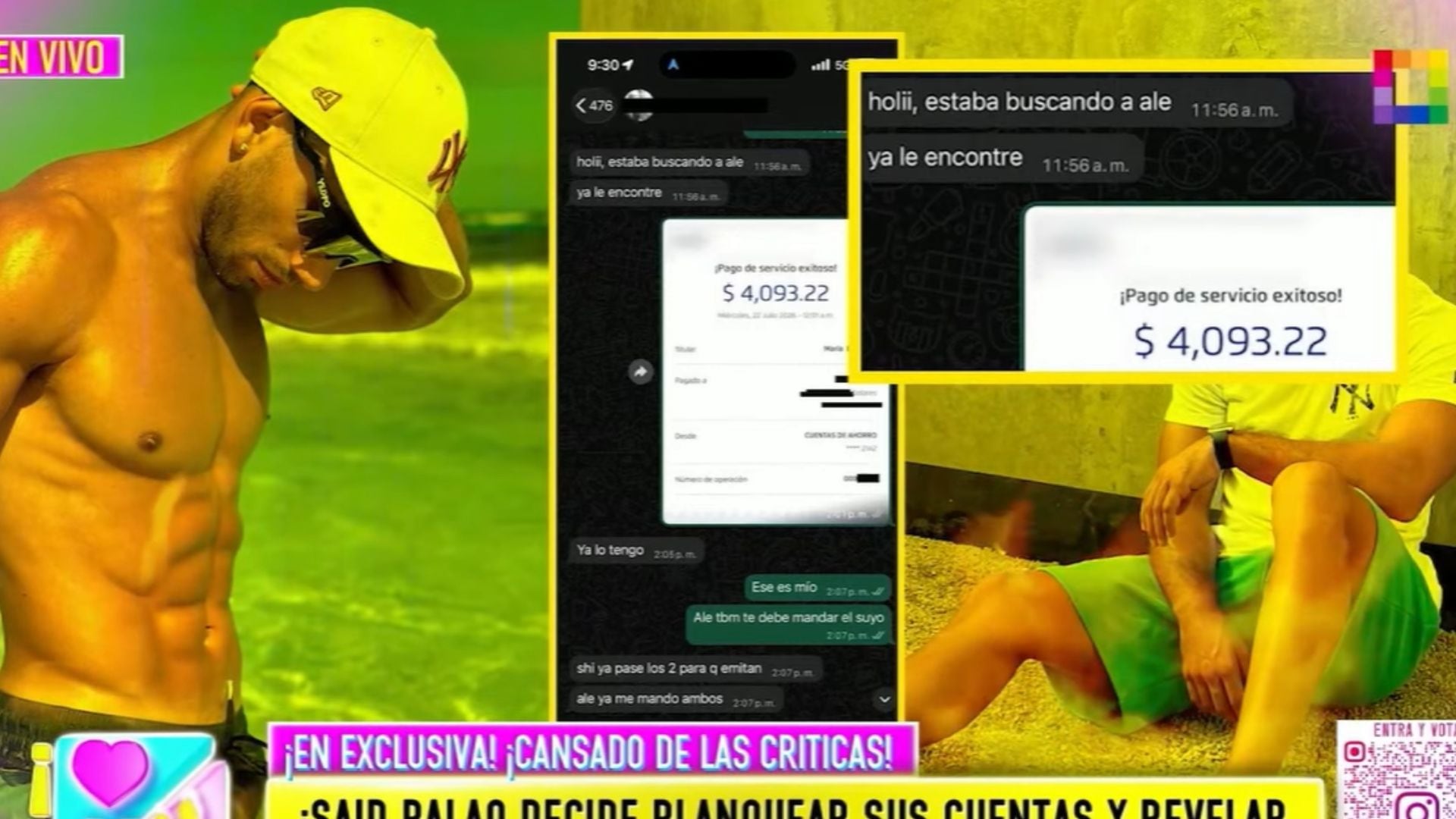 Said Palao mostros depoósitos de campañas publicitarias por 4, 9 mil dólares. Amor y Fuego.