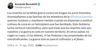 El ministro Armando Benedetti aseguró