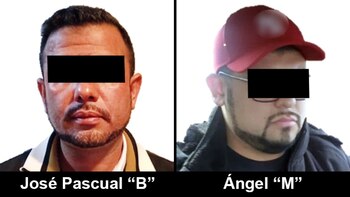 Jorge Pascual "B", alias 'El Profe' y Ángel "M", alias 'Vitaminas', presuntos colaboradores de 'El Barbas'. (FGR)