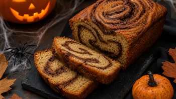 Pan de plátano sin harina con remolino de canela: la receta perfecta para Halloween