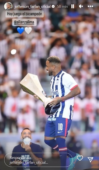 Así reaccionó Jefferson Farfán en sus redes sociales. Créditos a Instagram/@jefferson_farfan_oficial