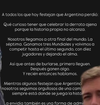 Julián Zucchi saca cara por Argentina tras perder la final y lanza fuerte mensaje: “Después hablamos”. Captura: IG Julián Zucchi.