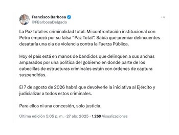 El exfiscal Francisco Barbosa también