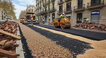 Trabajadores haciendo carreteras