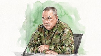 Ilustración acuarela del general (r) Óscar Murillo