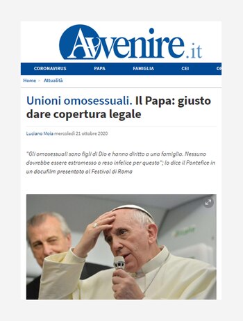 El Papa Francisco sobre el matrimonio homosexual
