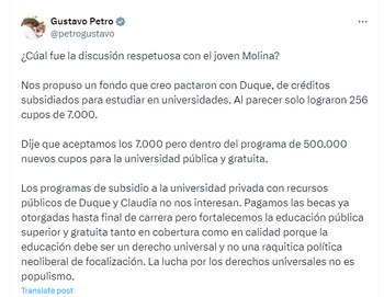 Gustavo Petro se refirió a
