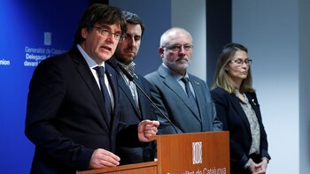Carles Puigdemont, durante la conferencia
