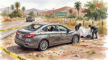 La pareja viajaba a bordo de un automóvil Nissan Sentra gris cuando fue interceptada por hombres armados. (Imagen ilustrativa generada con IA | Infobae México)