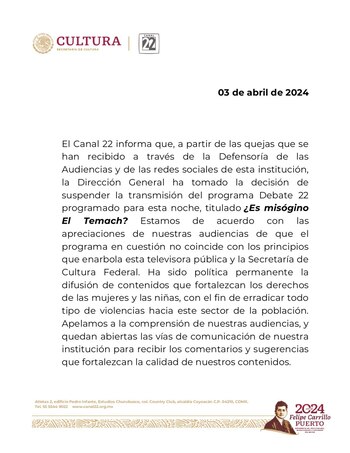 Canal 22 suspendió la transmisión